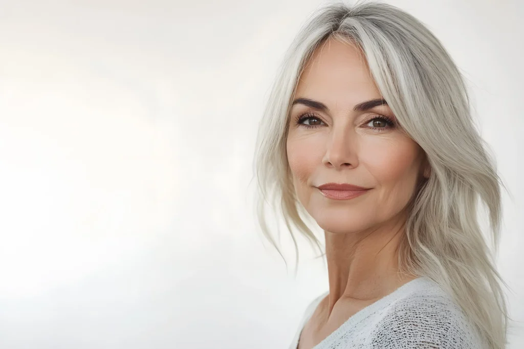 Woman with smooth, natural-looking skin after aesthetic treatment