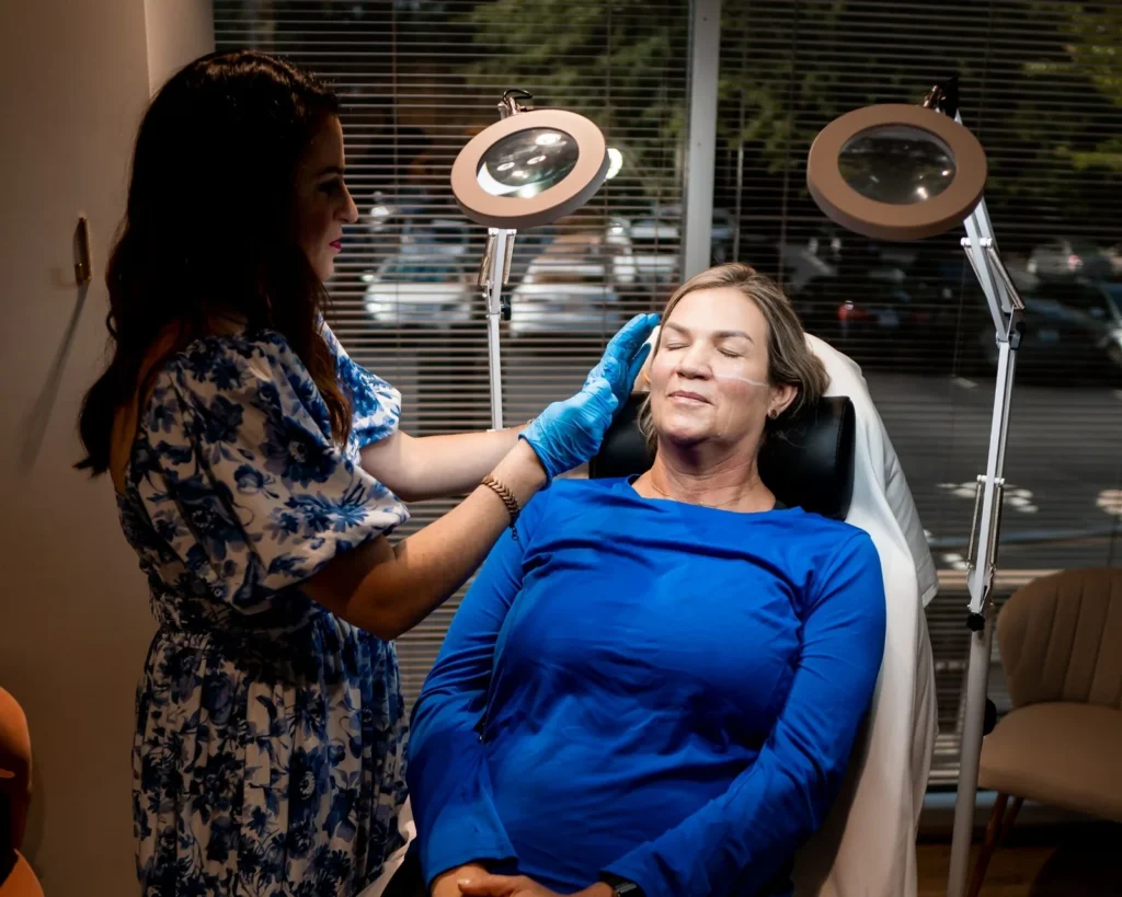 Facial balancing consultation and injection at The Aesthetics Lounge and Spa Clinton Township